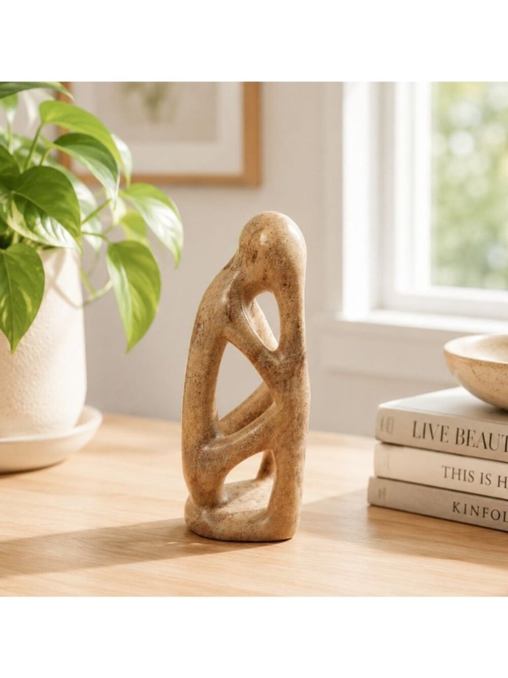 Abstract Natural Stone Figurine - Modern Handmade Sculpture With Unique Design -